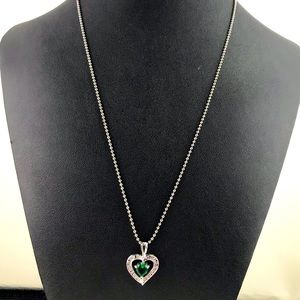 925 Silver with CZ & Gem Heart Necklace.